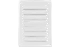 ADGO Kratka wentylacyjna ze stali, z ochroną przed owadami, kratka wylotowa, osłona wentylacyjna do kominka, kratka wentylacyjna, ścienna 16,5 x 23,5 cm, 1 sztuka, biała