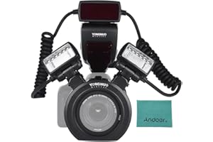 YONGNUO YN24EX E-TTL, Speedlite Flash per Macro, 5600 K, con due Teste Flash e 4 Anelli Adattatori, per Canon