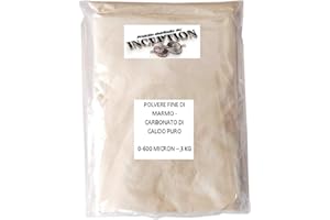 INCEPTION PRO INFINITE Carbonato di calcio puro - Marmo di botticino - Polvere fine - Carica Inerte Resina Gessi - Edilizia - 0-600 Micron - Polvere di Marmo Caco3 - Utile PH Terreno - Arte - 3 Kg