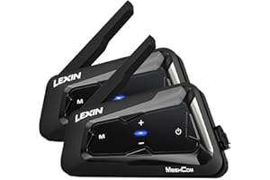LEXIN MeshCom Interfono Moto MESH 3.0 - Bluetooth 5.0 Interfono Moto con Condivisione della Musica, Multitasking Audio, Impermeabile,Mesh Sistema di Comunicazione, Doppio Pacchetto