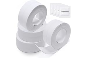 GOCUODE 4 Rouleaux Bande Etancheite Imperméable, Ruban de Calfeutrage Auto-adhésive pour Salle de Bain Cuisine Baignoire Coin Mural