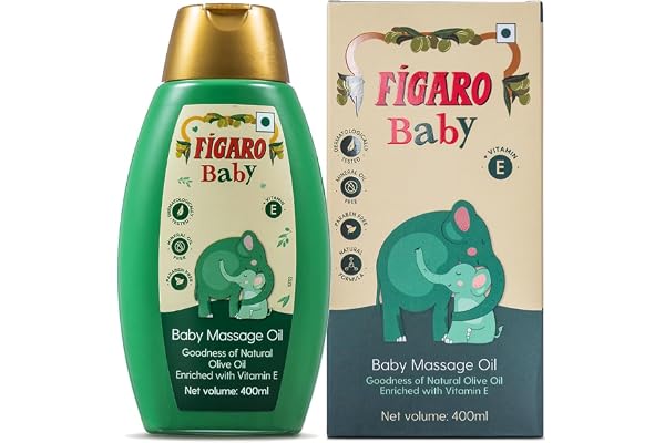 Figaro Baby Massage Oil with Goodness of Natural Olive oil enriched with vitamin E, Dermatologically tested, 400 ml