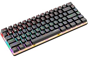 FELiCON AK33 Tastiera meccanica Bluetooth Gaming Wireless & Wired due modalità, 3 canali di connessione Bluetooth, 18 Rainbow Backlit, 82 tasti anti-ghosting (interruttore blu, nero)