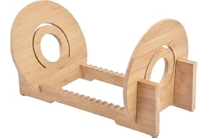 SYNYEY Schallplatten-Aufbewahrungshalter, Stapel von bis zu 50 Alben, Vinyl-Schallplatten-Organizer-Display, Bambus-Display-Ständer, Vinyl-Schallplatten-Zubehör, Geschenke, LP-Musikalben-Display