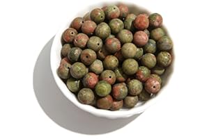 ACYUNLEI Natural Matte Stone Beads 8mm Unakite Round Gemstone Beads Spacer Charm Energy Healing Beads DIY for Bracelet Necklace Earrings Jewelry Making