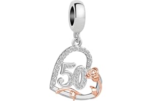 ZakiaHo 12 13 16 18 21 30 40 50 60 70 80 Birthday Charms for Bracelets Womens Rose Flower Love Heart Charm Beads Compatible with Pandora Bracelets