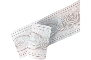 NO-BRANDED D-Simplemuji 5 Meters White Peony 3D Self Adhesive Peel and Stick Waterproof Wall Border Easy to Apply 4 Inch by 16.5 Feet