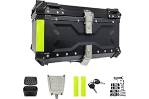 OAMGER Top Case Motocicleta, Equipaje impermeable para motocicletas, caja de cola de motocicletas con cerradura de seguridad, cajas de moto para almacenamiento cascos, aluminio Top Case Mayoría Motoes y Maxi