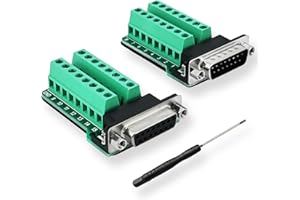 BRIEFCEC D-USB DB15 Adaptador RS232 Serie a 15-Pin Módulo de señal de Placa Terminal con cojín de Aislamiento, (1xConector Macho + 1xConector Hembra)