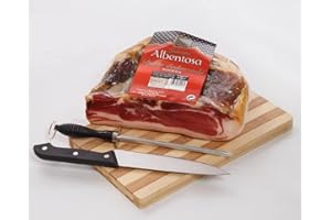 LalolaGourmet - Media Paleta Serrana Bodega Deshuesada (1.2/1.4 kg) con Cuchillo, Afilador y Tabla para el Corte - Curacion N