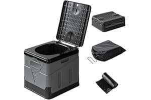 FIAMER WC pieghevole da campeggio con copertura Mobile Toilette Split Outdoor o Indoor Portable Toilette (grigio)