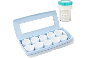 Esdallina 5-pak etui podróżne na soczewki kontaktowe ze środkiem czyszczącym, przenośne pudełko kontaktowe z pęsetą lustrzaną (niebieskie)