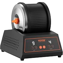 VEVOR Tonneau de Polissage de Pierres Capacité de 1,8 kg, Polisseuse de Pierres sans Courroie, 4 Vitesses, Minuterie de 9 Jours, avec Adaptateur et Protection Contre Les Surcharges, Atelier Bricolage