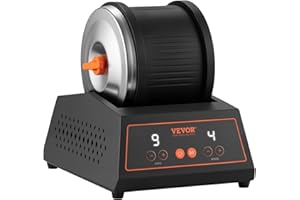 VEVOR Tonneau de Polissage de Pierres Capacité de 1,8 kg, Polisseuse de Pierres sans Courroie, 4 Vitesses, Minuterie de 9 Jours, avec Adaptateur et Protection Contre Les Surcharges, Atelier Bricolage