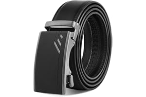 OOPOR Mens Belts Leather Ratchet Belt - Men's Automatic Buckle Adjustable Casual Dress Belt for Men Jeans Suits Work Gift 125cm: Directly Suitable for Waist Size 39"-46" inch Trim to Fit 28"-38"
