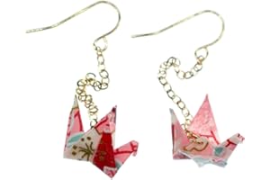 Miniblings Kranich Ohrringe Origami Vogel Kraniche Faltkunst Senbazuru Papier - Handmade Modeschmuck I Ohrhänger Ohrschmuck versilbert