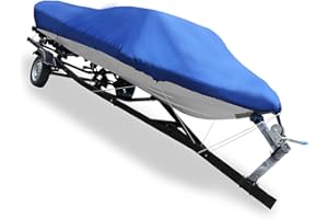 INFINAUTO 16-18ft 210D Trailerable Boat Cover Fishing Ski Bass Speedboat Blue Stylish Design