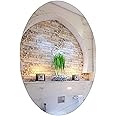 Twinster Mirror Stickers Acrylic Rectangular Shape Mirror for Wall, Living Room, Bathroom Flexible Stickers Full Length Unbreakable Self-Adhesive Wall Mirror (Oval)