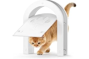 Ownpets Cat Flap Large 25.5cm x 16.8cm Easy to Fit, Secure Lockable Door for Large Cats&Small Dogs, 2 Way Entry, Fast Installation, White