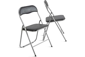 THE SECRET HOME – Pack de 2 Sillas Plegables de PVC y Metal – Alto. 80 cm x Ancho. 45 cm – Asiento Auxiliar para el Hogar - Silla con Patas Antideslizantes - Color Negro
