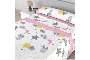 Kimbatex Textil Hogar Tienda Juego de Sábanas Infantiles Roomers Bed Linen. Surtido De Modelos y Tamaños. 50% algodón 50% poliéster. Calidad 30/30 144/Hilos. (Luna, Cama 90cm)