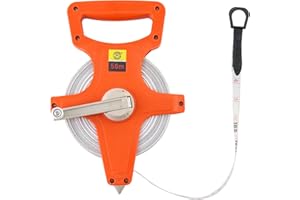 QWORK Open Reel Tape Measure, Fibreglass Surveyors Tape, 50M /165 FT
