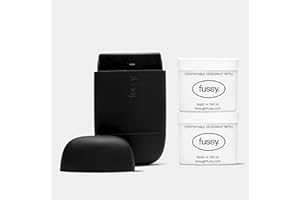 Fussy - Mens Natural Refillable Deodorant - Aluminium Free - 24 Hour Protection - Midnight Black Case & Variety Refill Pack (2 x 40g) - Wide Eyed & Forest Haze - Vegan & Cruelty Free