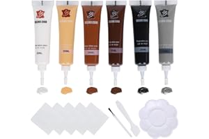 JCSJK Kit Reparation Cuir 6 Couleurs Teinture pour Cuir Liquide Noir, Blanc, Beige avec Pinceau et Palette Kit Reparation Simili Cuir pour Sièges Auto, Canapés, Meubles et Vestes en Cuir