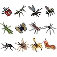 KASTWAVE 12 PCS Small Realistic Insects Figures Toys, KASTWAVE Plastic Wildlife Animal Fake Bug Toys Halloween Party Favor School Project Bug Figurines Set for Kids Toddlers