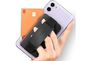 Sinjimoru Handy Kartenhalter, 3in1 Slim Wallet & Handy Halter mit Stander, Handy Fingerhalter, Fingerhalterung Handy fur iPhone und Android. Sinji Card Zip Band Grip Schwarz mit Band Schwarz