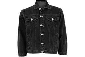 True Face Mens Denim Jacket Long Sleeve Casual Wear Loose Fit Outerwear Lightweight Outdoor Top