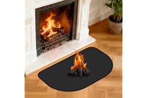 NUTKIT Ognioodporna podkładka, 80 x 50 cm, płyta ochronna przed iskrami do pieca kominkowego, ogniotrwała mata kominkowa, półokrągła płyta podłogowa do kominka, ogniotrwała mata ochronna podłogi do