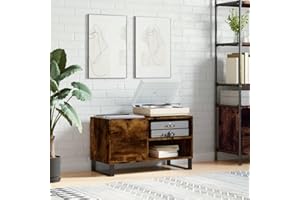 prissent Mobile Porta Dischi 85x38x48 cm Legno Multistrato Libreria Legno Porta Dischi Vinile Libreria Stretta Mobile Basso Mobile Salotto Mobiletto TV Scaffale Porta CD Rovere Fumo