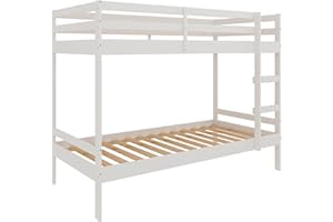 Buyqualia Litera para dormitorios Infantiles, Juveniles o de Invitados de Madera Maciza de Dos Camas con Escalera para colchón de 90x190 cm