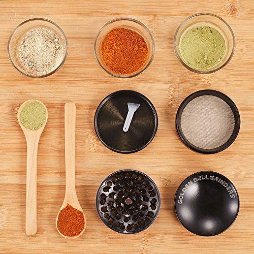 LIHAO Konkav Grinder 2.36″ Groß 6cm Crusher für Spice,Kräuter,Gewürze,Kaffee,Herb 4-teiliges Set mit Schaber (Schwarz) - 7