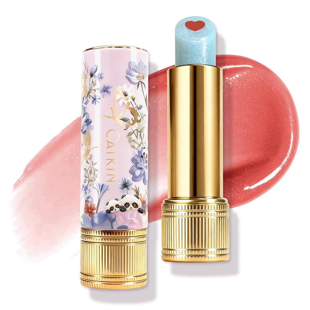 CATKIN 2 in 1 Rossetto e Balsamo Labbra, Burrocacao Labbra Colorato, Formula Volumizzante e Leggero, Ultra Idratante, Luccichio, Essenza Vegetale, Lenitivo e Riparatore， 3.6g - 1