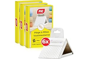 PIC Piège à Mites des Vêtements Paquet de Trois 3x2 pièces - Produit Anti Mites Textiles, approprié pour la Protection de Tous Les vêtements dans l'armoire et en Stockage