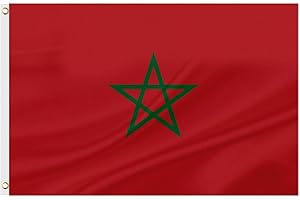 ASUNO Morocco Flag 90 × 150 CM Polyester Moroccan National Banner with 2 Brass Grommets Double Side Vivid Color Fade Resistant for Outside Garden Lawn Patio