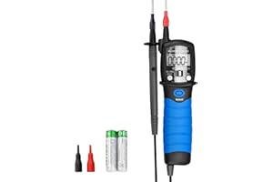 AIOMEST Digital Multimeter Durchgangsprüfer, Spannungsprüfer AI-38C Stromprüfer 6000 Counts Ohmmeter AC/DC Voltmeter/Widerstand/Diode/Kapazität, Datenhaltung & Taschenlampe（Blau）