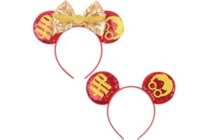 NyaSaa 2PCS Mouse Ears Headband, Mini Mouse Ears Cosplay Party Headband Cute Mouse Ears Hair Bands Shiny Bow Mouse Ears Cute Headband for Kids Girls Women Princess Party Decorations