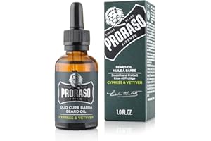 Proraso Aceite barba Cypress & Vetyver, 30 ml, aceite suavizante para barbas largas y rebeldes, ideal para el cuidado barba hombre, con aroma amaderado