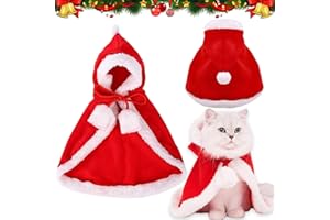 QIMMU Deguisement Chien Noel,Deguisement pour Chat Noel,Costume Noel Chat,Vetement Chien Noel,Manteau Chien Noel,Cape Chat Noel,Costume de Noël pour Animaux de Compagnie