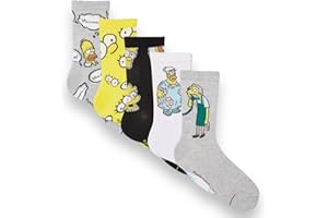 Primark Limited - Pack de 5 Calcetines Simpsons - Juego de 5 Calcetines Simpsons con Licencia Oficial Socks. Talla 43-46 EUR
