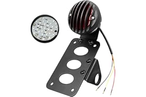 KATUR Black Motorcycle Side Mount Tail Light Brake License Plate Bracket Taillight for S uzuki Y amaha H arley B obber C hopper