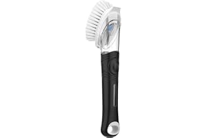 MR.SIGA Diskborste med Dosering, Köksborste för Disk | Diskborste med Dosering och Inbyggd Skrapa, Ergonomisk Köksborste, Hållbart Material, 1-pack