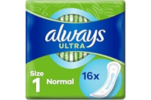 Always Ultra Sanitaria Normal (S1) 16 Súper Absorbente y Ultra Delgada, para la Menstruación