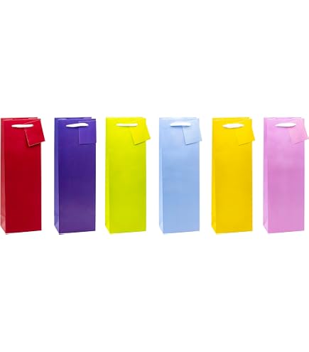 Lot De 12 Sacs Cadeaux Noël TSI - Taille Bouteille (36x12x8 Cm), 6 Motifs, Avec Cordon Et Carte