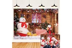 RUYI Toile de fond pour photographie Noël, bonhomme neige, Père cadeaux réveillon vacances, décorations fête, accessoires séance photo (2,1 x 1,5 m)