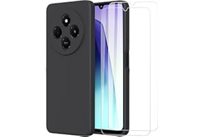 MOONESS Funda para Xiaomi Redmi 14C / Redmi A4 4G (6.88") con 2 Pack Protector Pantalla,Ultrafino Suave Silicona Gel TPU Shockproof Carcasa Case Cover - Negro