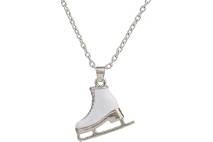 Vassago - Collana con ciondolo a forma di pattino da ghiaccio, smaltata, colore: bianco, idea regalo per uomo e donna